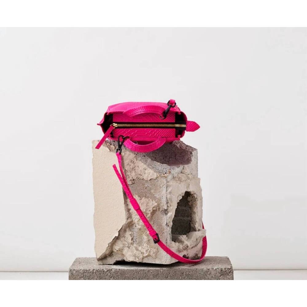 NEW AMPERSAND AS APOSTROPHE women's micro tote leather bag in neon pink python - Picture 3 of 3